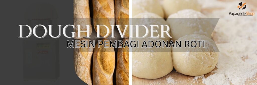 Sebuah alat pembagi adonan roti dengan pisau tajam yang membagi adonan menjadi bagian-bagian yang sama