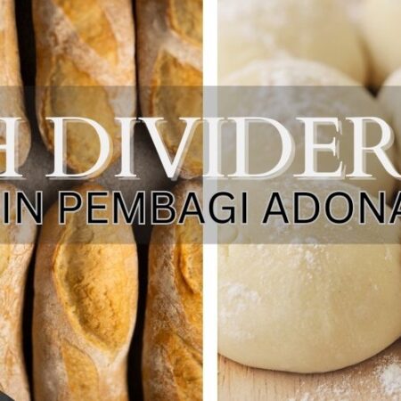 Sebuah alat pembagi adonan roti dengan pisau tajam yang membagi adonan menjadi bagian-bagian yang sama