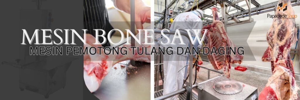 Mesin pemotong tulang sedang digunakan untuk memisahkan bagian tulang dan daging dengan tepat