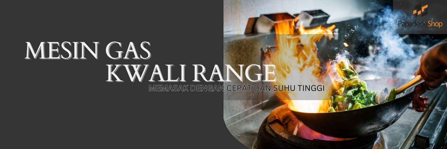 Gambar mesin Gas Kwali Range, sebuah peralatan masak profesional yang digunakan di dapur restoran. Mesin ini dilengkapi dengan api gas yang kuat dan kontrol suhu yang presisi. Desainnya yang kokoh dan tahan panas memungkinkan pemanggangan, penggorengan, dan memasak dengan suhu tinggi. Dibuat untuk kebutuhan dapur profesional, mesin Gas Kwali Range memberikan hasil memasak yang konsisten dan efisien