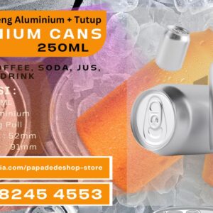 kaleng aluminium kapasitas 250ml, kopi, soda, jus, susu dan minuman