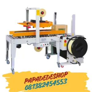 Jual Mesin Carton Sealer Lakban Kardus Pita Penyegel Kotak Karton Auto Uniform Carton Sealer Machine and Strapping Machine EC-701BL + ES-108