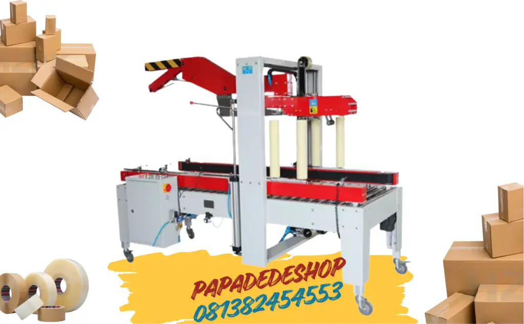 Jual Mesin Carton Sealer Lakban Kardus Pita Penyegel Kotak Karton Flap Automatic Pneumatic Folding Carton Box Tape Sealing Machine FXJ-5050ZQ