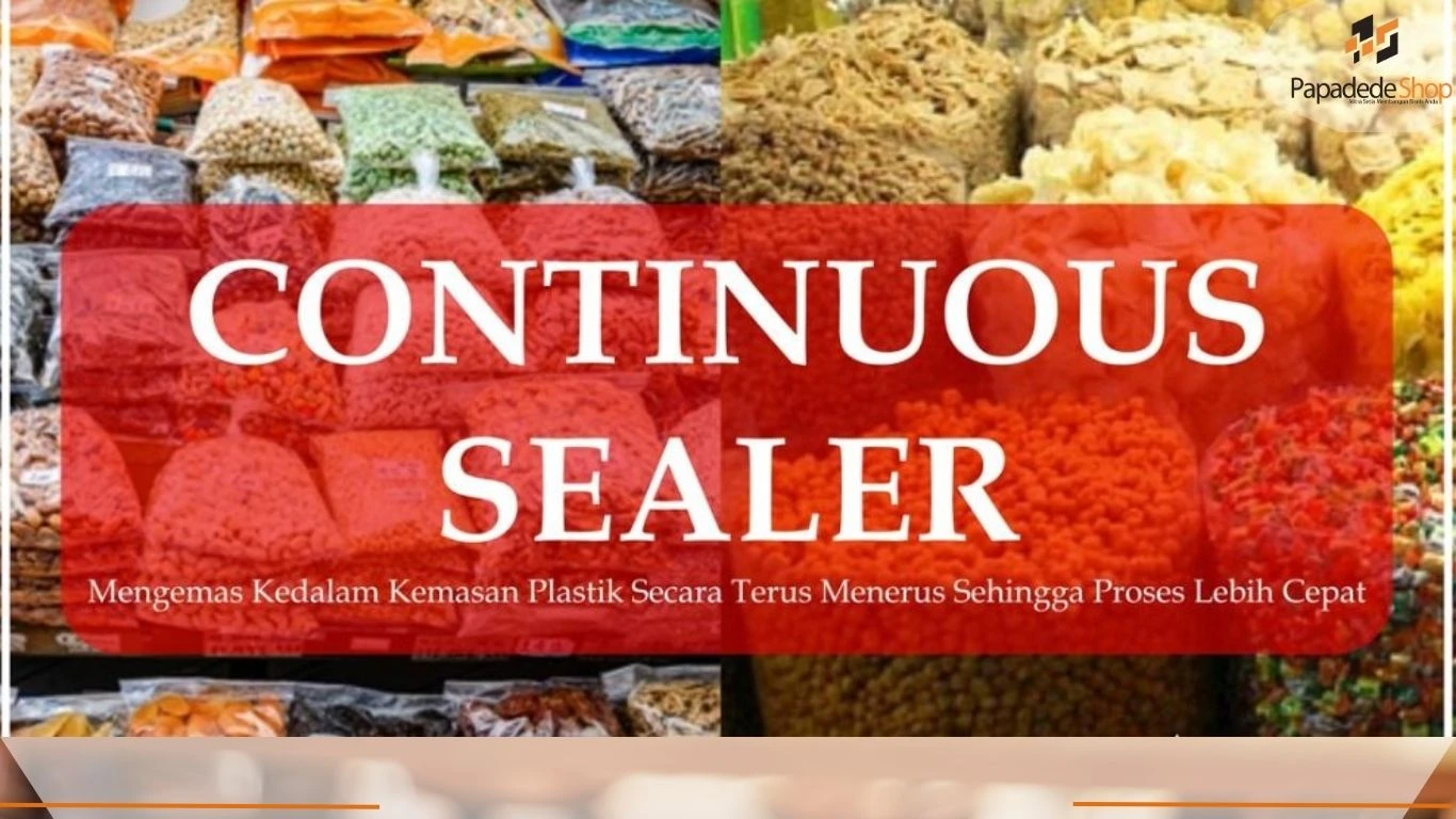 jual mesin continuous sealer, mesin press plastik otomatis, mesin band sealer, mesin penyegel kemasan, Papadedeshop di jakarta