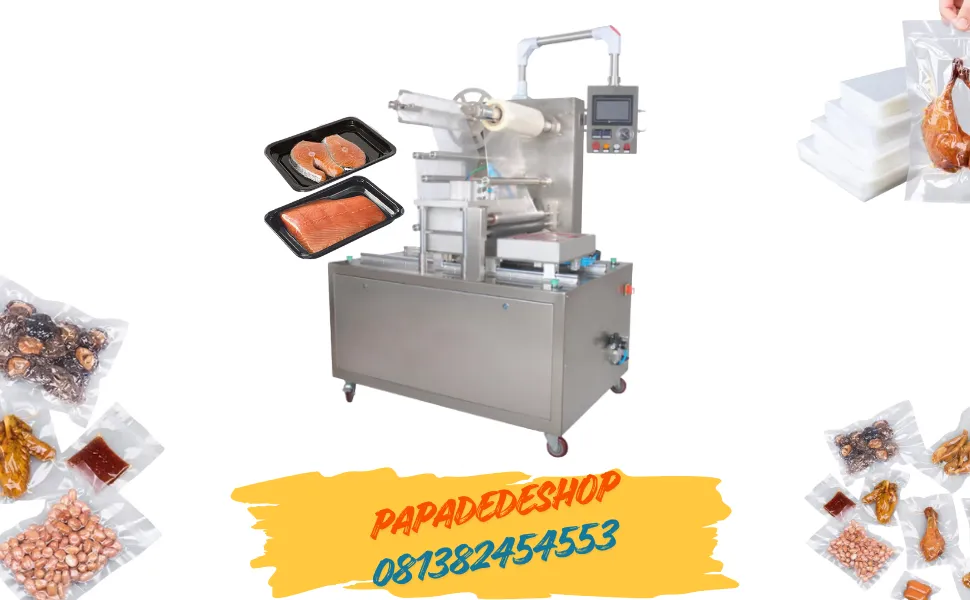 Jual Mesin Vacuum Sealer Pengemas otomatis Tray Gas Flush Vacuum Packaging Machine HVT-450F/2