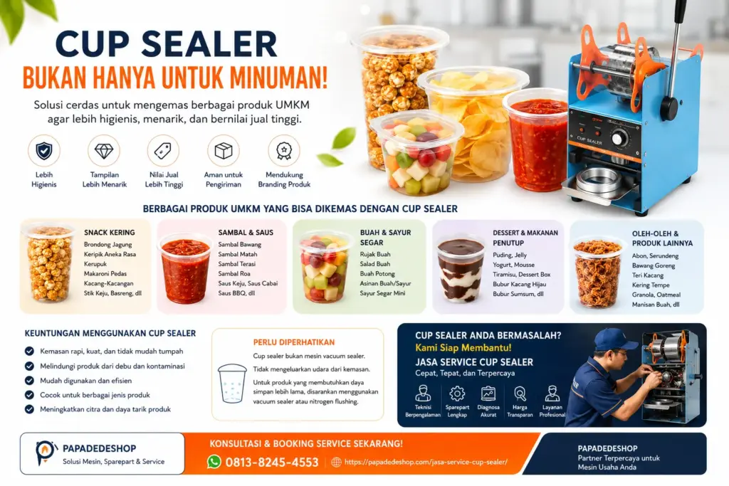 Cup Sealer Bukan Hanya untuk Minuman Rahasia UMKM Mengemas Snack, Sambal, dan Produk Makanan Agar Lebih Menarik dan Laris-